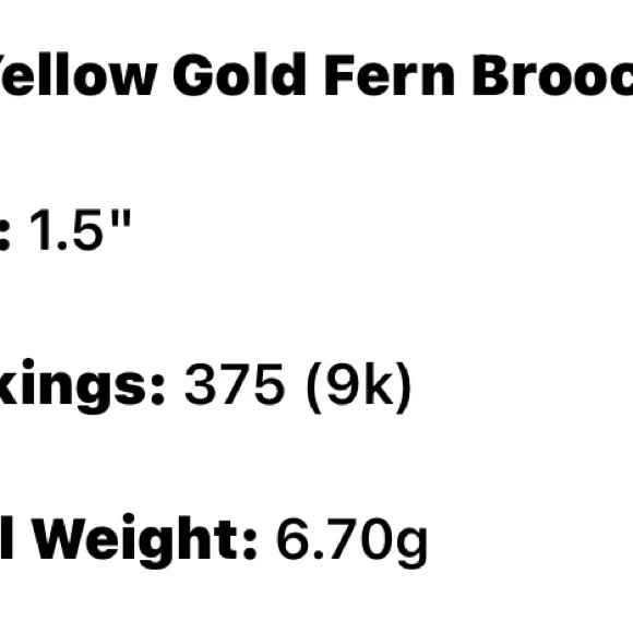 9 K 6.7 grams, Solid gold, antique fern brooch with 5 pearl accents - Picture 7 of 7